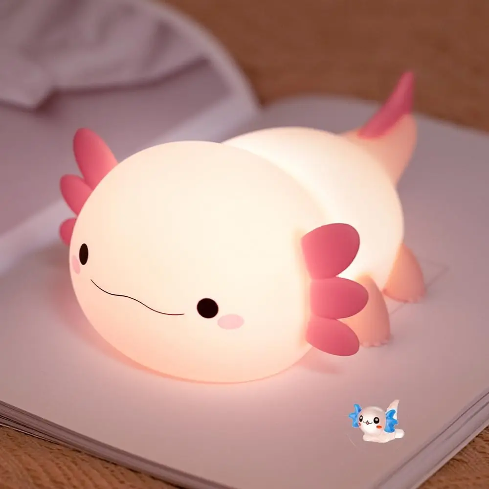 Cute Axolotl Design Night Light, USB Rechargeable Silicone Night Light, Touch Control Night Lamp for Bedroom, Living Room, Home Decor