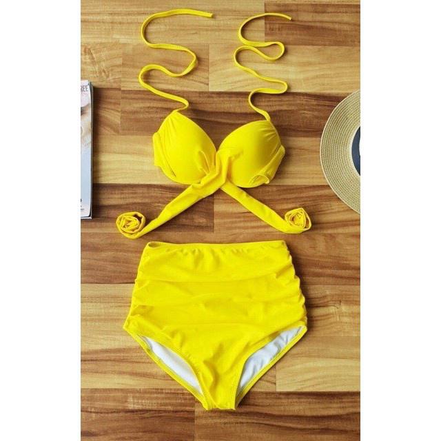 Product Introduction of Bikini, Đồ Bơi Nữ Đi Biển Hai Mảnh Gọng Chéo Quần Cạp Cao HM-055 14