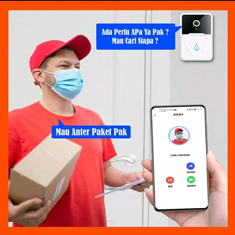 cctv ip cam bell door home tanpa kabel kamera cctv bell video bell cctv wifi 7
