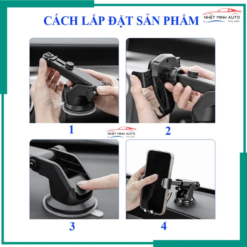 Giá đỡ điện thoại ô tô 2 trong 1, gắn taplo và kính lái, xoay 360 độ. Phụ Tùng 6