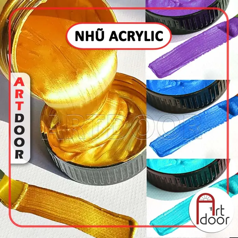[ARTDOOR] Màu vẽ Acrylic MONT MARTE (Nhũ/Vàng/Bạc) custom áo, vải, gỗ, kính, tô tượng, đất sét, số hóa 0
