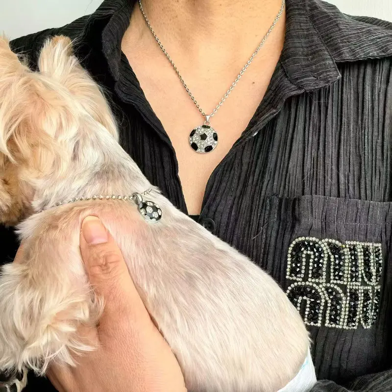 Pet & Owner Same Necklace, 2 Counts/set Fashionable Full Diamonds Sports Necklace, Adjustable Length Pet Neck Accessories, Small and Medium Dogs and Cats, Pet Daily Wear Necklace 7