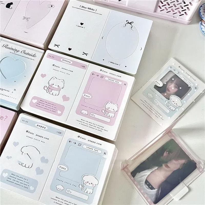 asdfger 6pcs/30pcs New Folding Photocard Holder Hollow Kpop Photo Card Back Card DIY 3 Inch Packing Fixed Cardboard Idol Photo 5