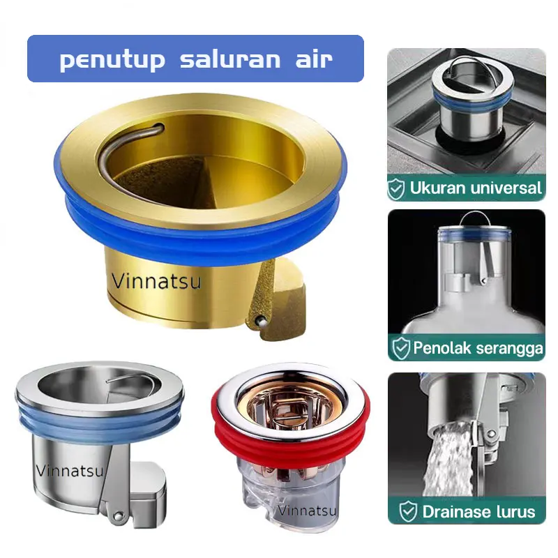 Katup/Plug Penutup Saluran Air Saringan Pembuangan Westafel Dapur Penutup Lubang Saluran Air Kamar Mandi Anti Serangga