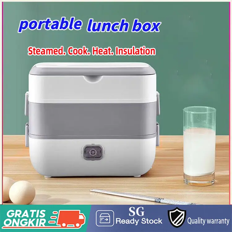 SG【READY STOCK】  electric lunch box thermal lunch box  Removable 304 Stainless self heating lunch box lunch box thermal