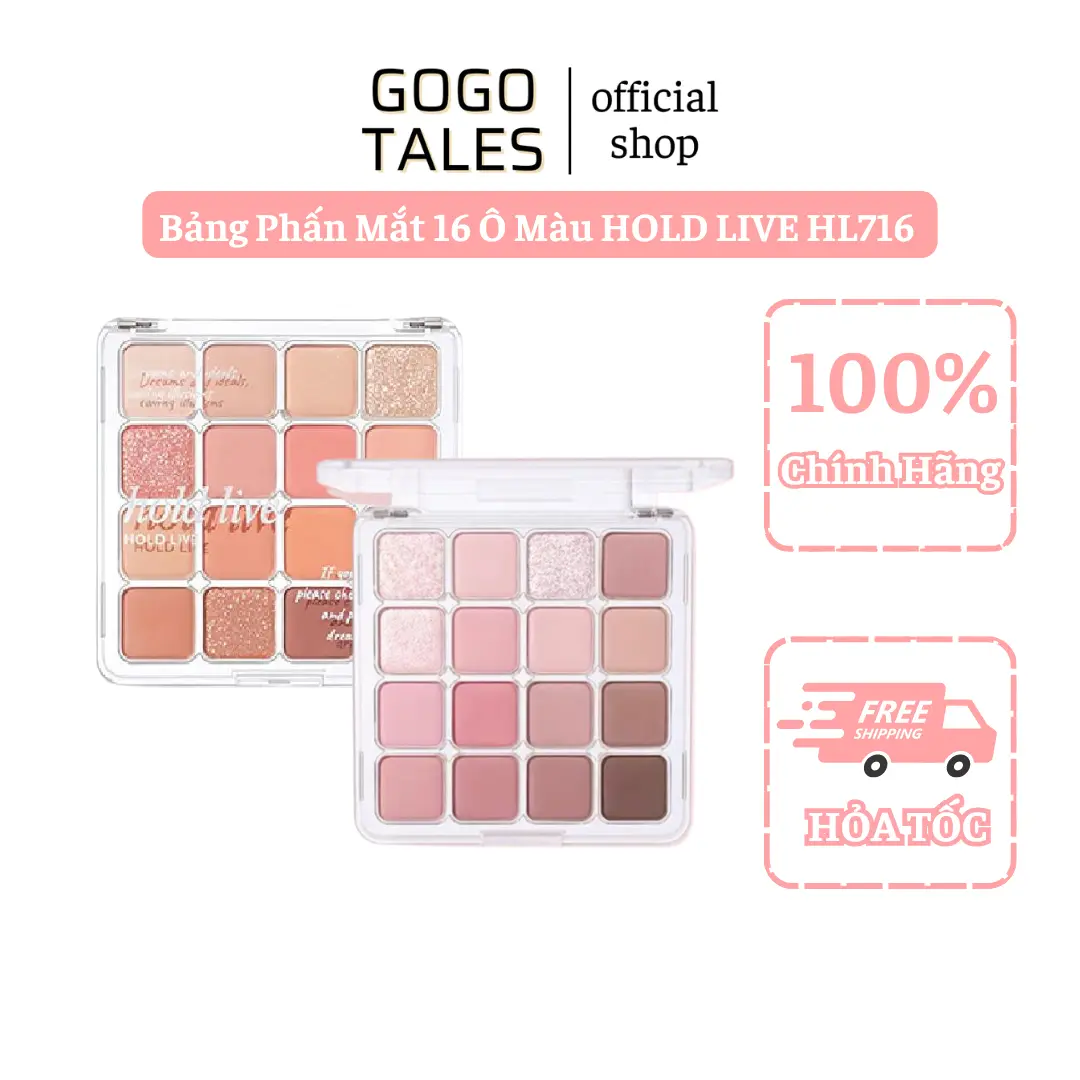[HOT DOUYIN] Bảng Phấn Mắt 16 Ô Màu HOLD LIVE HL716 Sunset Magic Eyeshadow Tray Bền Màu Tự Nhiên Lấp Lánh Nữ Women Mỹ Phẩm Trang Điểm Cosmetic