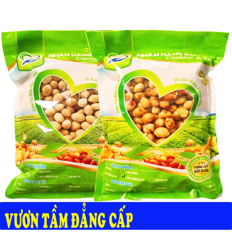 Combo 1KG 2 Vị Tự Chọn: Đậu Phộng Da Cá Tỏi Ớt và Da Cá Cốt Dừa Tâm Đức Thiện 2 Túi ZIP Trắng 500GR đồ ăn vặt Snack Nuts Cay Food đậu  phộng 7