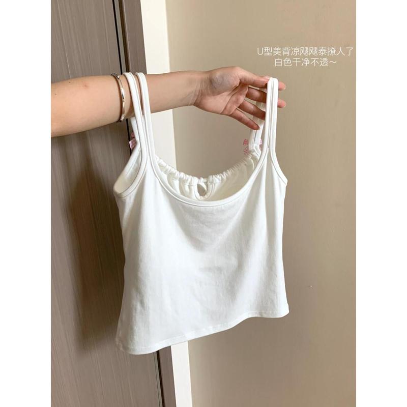 2025 [Store Hot Sale] Pure Desire Hot Girl Bowknot Strap Vest for Women with Chest Pads Slim Fit Slimming Inner Wear Outer Wear Sweet Sleeveless Top Summer 5
