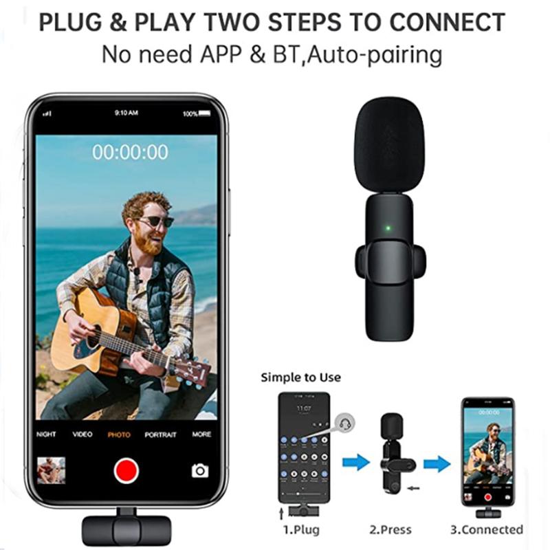 Product Introduction of Wireless Lavalier Microphone Microphone One-to-Two Wireless Microphone Outdoor Recording Noise Reduction 0