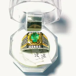 GRIYA PERMATA Cincin Perempuan Laki-laki Khusus Live Batu Permata Hijau Kualitas Terbaik Garansi Toko 100% Ring Simple Elegant