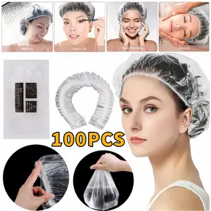100pcs Shower Cap Plastik Mandi Waterproof Hair Net Penutup Kepala Anti Air