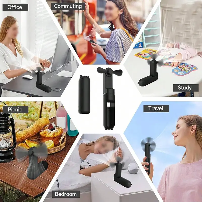 Portable Mini Fan, 1 Count 1200mAh Rechargeable Handheld Fan, Multifunctional Foldable Small Desktop Fan with Power Bank Function, Cooling Fan for Home 3