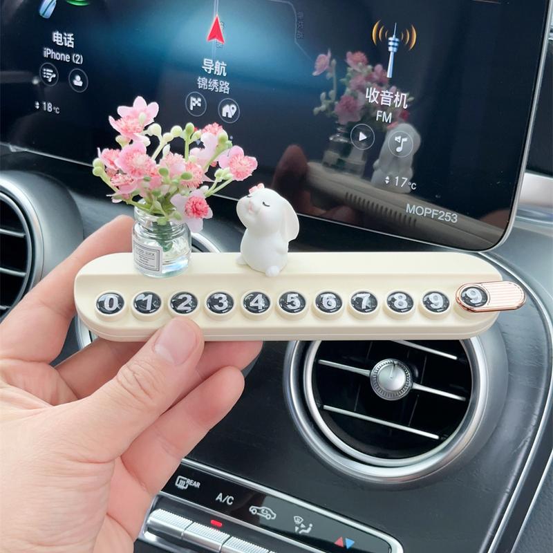 Bảng Biển Số Điện Thoại Di Động Tạm Thời Cho Xe Hơi, Thiết Kế Hoạt Hình Thỏ Nhỏ Dễ Thương, Tinh Dầu Thơm Sáng Tạo, Đồ Trang Trí Đỗ Xe Di Động Hàng Mới Về 0