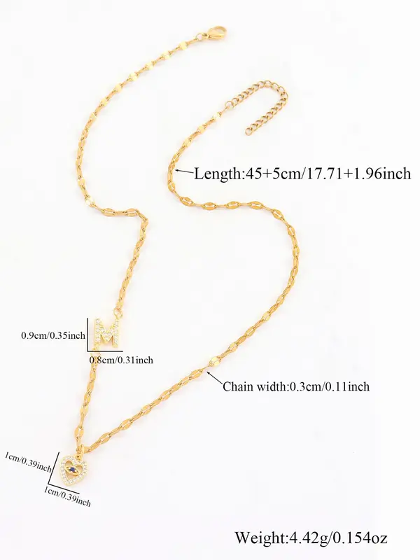 Heart Shaped Initial Pendant Necklace for Women, Fashion Classic Gold Color Stainless Steel Necklace for Party, Daily Decor, Trendy All-match & Exquisite Jewelry for Birthday Gift 1