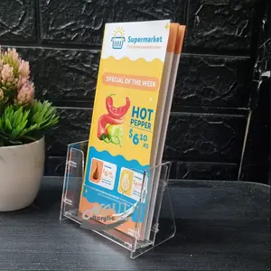 Tempat Brosur Akrilik / Display Brosur Acrylic / Rak Brosur Uk. 1/3 A4 Lipat Tiga Murah Knock Down