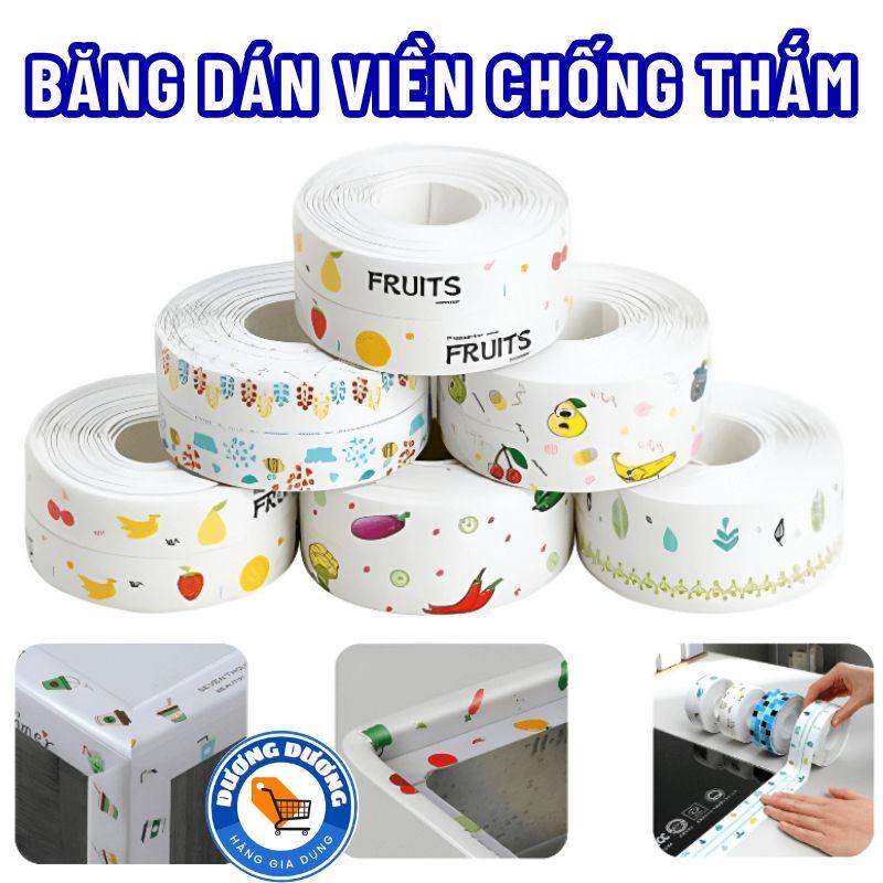SET 2 Băng Dính Dán Viền Bồn Rửa Chén Chống Thấm Nước Họa Tiết Dễ Thương - Băng Keo PVC Dán Viền Bếp Chống Dầu Mỡ -  Băng Dính Dán Mép Tường Chống Ẩm Mốc x op keo  3m