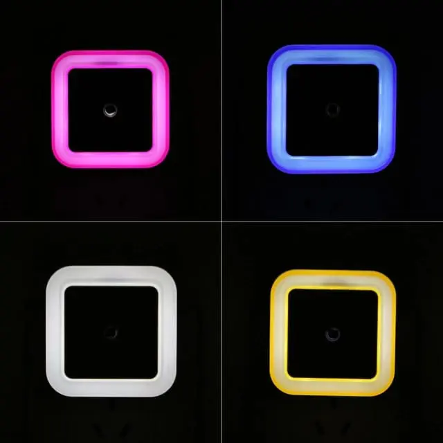 Lampu Tidur Kamar LED Otomatis Sensor Cahaya Colok Listrik Dinding Persegi Plastik Dekorasi Ruangan Night Lamp HM005 - XOBOX 3