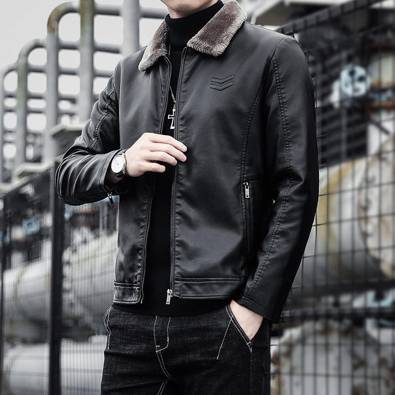 Áo Khoác Da Nam Hàng Mới Về Năm 2024 Với Nhung Và Lông Thú Dày Có Ve Áo Ấm Áp Thích Hợp Cho Nam