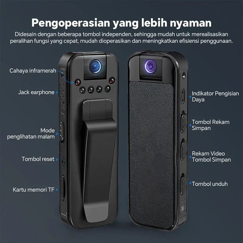 Mini Kamera CCTV HD 1080P 180° Kamera Penglihatan Malam Nirkabel Mini / Camcorder Dash Cam Police Body Motorcycle Bike Motion Camera / Desain Magnetik Rekaman Panggilan HD Klip Belakang Desain Camera Mini Original 7
