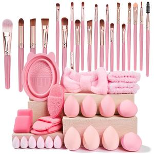 Makeup Tool Set, 23pcs/43pcs Makeup Brush & Headband & Wristband & Sponge & Powder Puff & Brush Cleaning Bowl, Professional Makeup Tools for Women