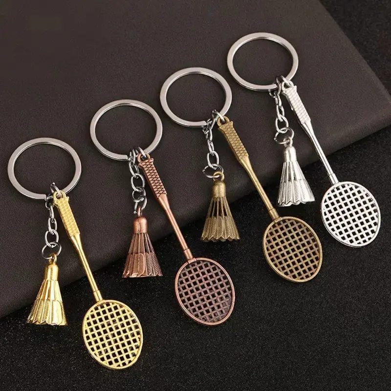 Rantai Kunci Raket Badminton, Bahan Logam, Gaya Vintaj, Cincin Kunci Sukan Mini, Sesuai untuk Wanita dan Lelaki, Rantai Kunci Kereta, Loket Beg Galas, Hadiah Kebaharuan