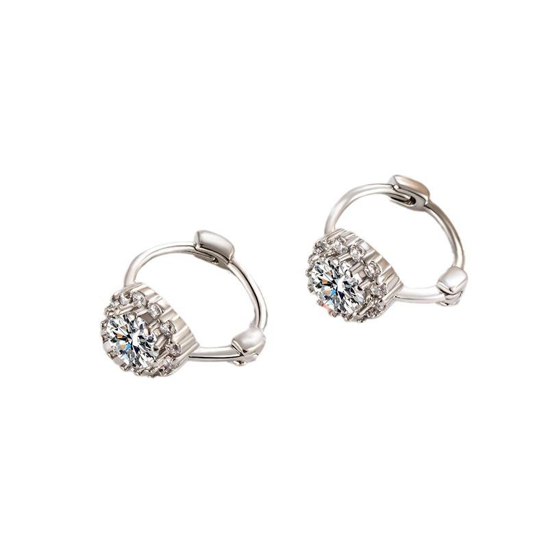 Product Introduction of Luxe & Luster Jewelry Silver Zircon Hoop Earrings, Brass Jewelry, Women's Jewelry, Earrings, Unique Design, High-end, Delicate, Elegant, Versatile, Korean Style 11