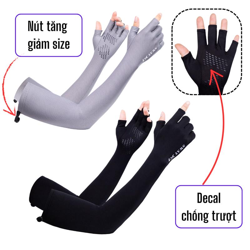 Ống tay chống nắng cao cấp unisex swat x7 có dây rút điều chỉnh thoáng mát thấm mồ hôi nhanh khô chống trượt - Găng Tay Nam Nữ