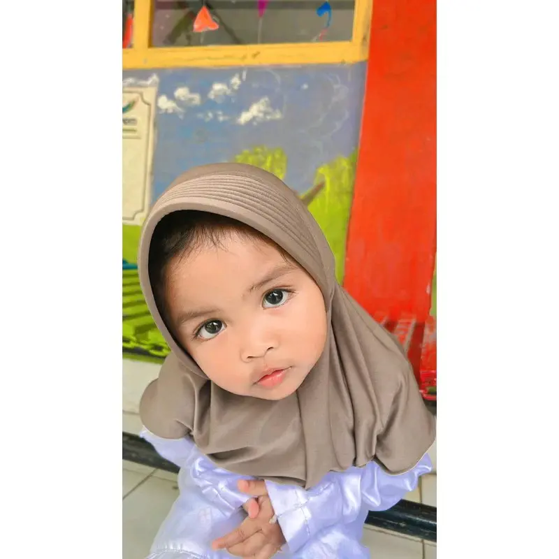 HIJAB BERGO ANAK 1-5 TAHUN BAHAN JERSEY BALON JILBAB ANAK SIMPLE INSTAN Muslim Kerudung 2