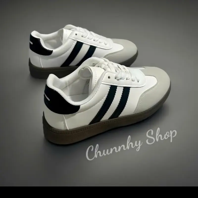 Giày Thể Thao Samba Phối Kẻ Sọc Đen Boy Cháy Phố, Full Size, Đế Đúc Mềm Mại - Sneaker Nam Nữ - Shoes Trắng Thanh Lịch 8