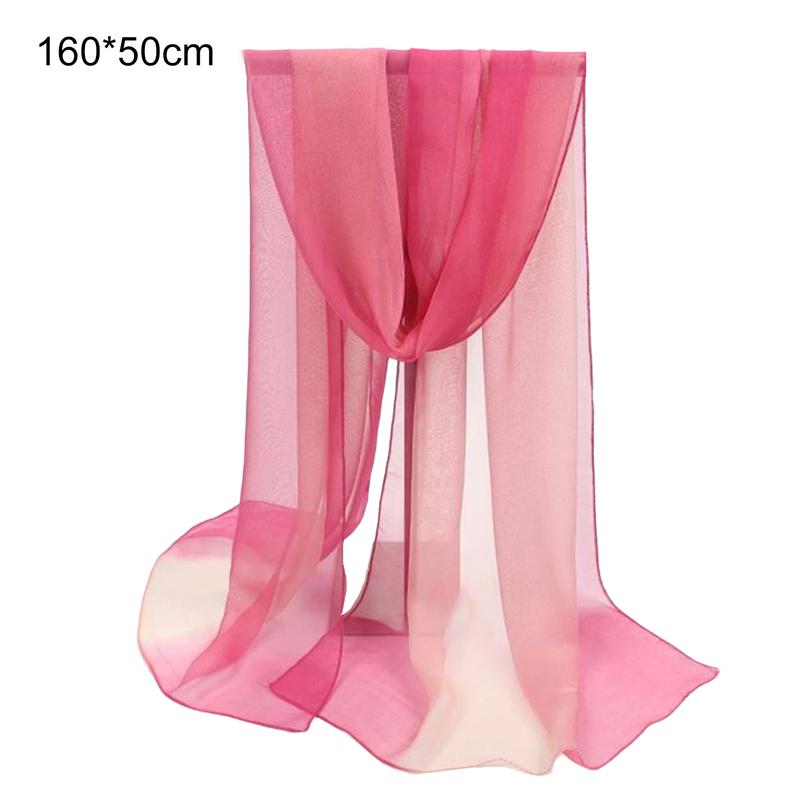 Product Introduction of Sunscreen Ultrathin See-through Rectangle Chiffon Scarf Summer Gradient Color Long Shawl Costume Accessories 0