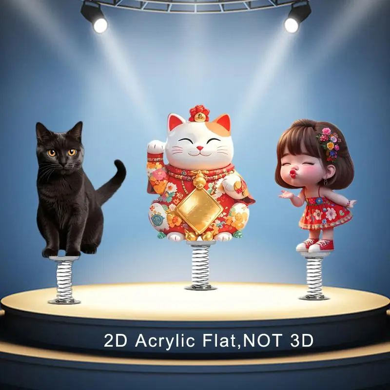 2D Acrylic Flat Ornament, 1 Count Cat/girl Design Desktop Spring Decoration, Home Decoration Ornament, Car Ornament, Festival Gift 0