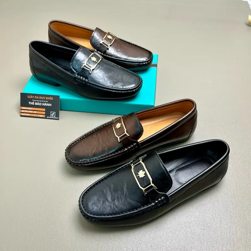 Giày Lười Moca Da Cao Cấp Đế Caosu Khâu May Gầm Đế Loafer Shoes Nam 5