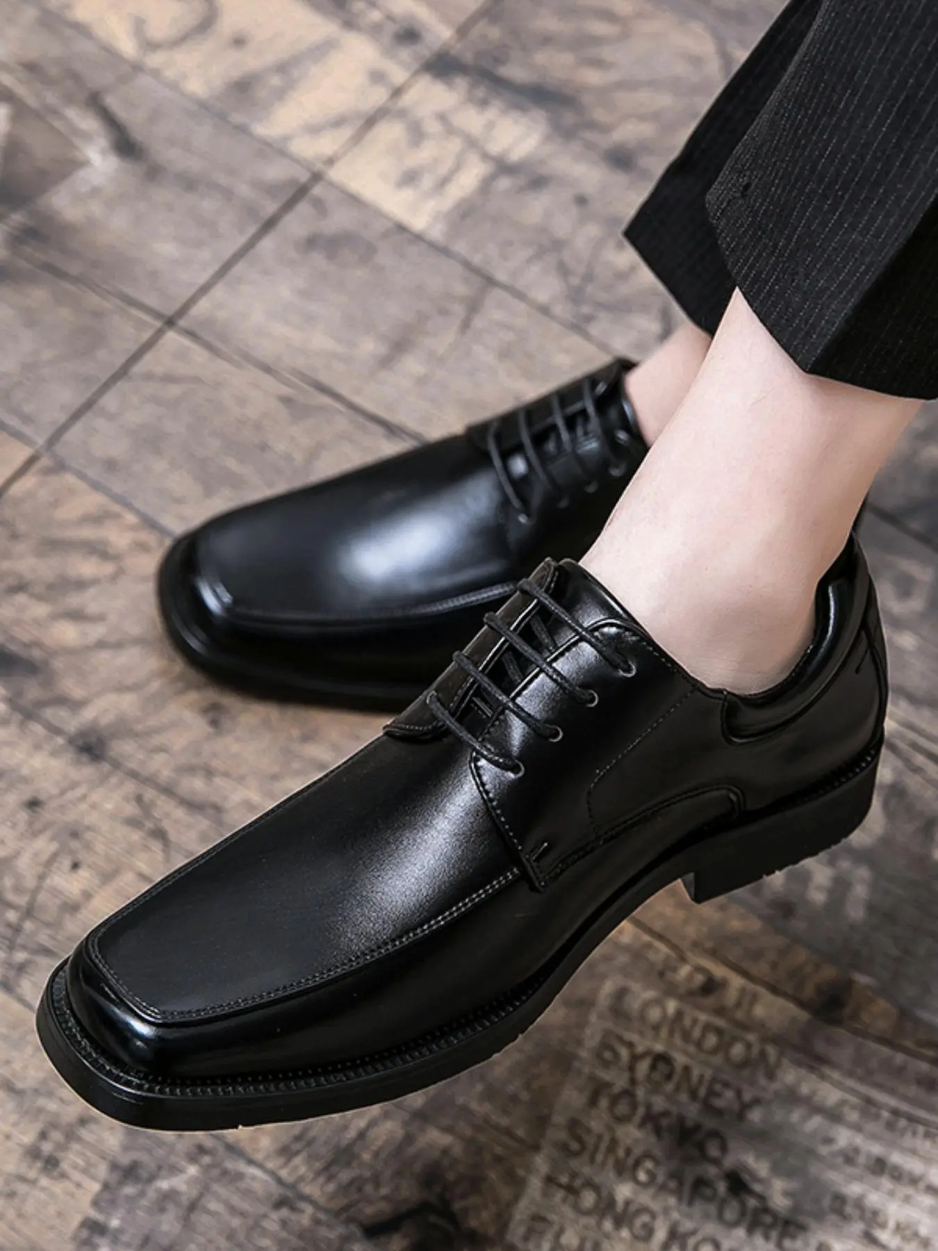 Men's Business Style Solid Color Square Toe Oxford Shoes, Formal Lace Up Dress Shoes for Work Office, Fashion Shoes for Party, Daily Clothing Decor