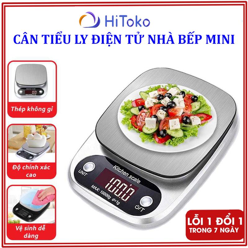 Cân điện tử nhà bếp cân tiểu ly mini định lượng 1g - 10kg làm bánh độ chính xác cao kèm 2 viên pin AAA 