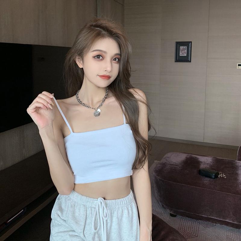 Áo croptop hai dây ôm body (không mút) chất vải thun gân cotton co dãn dày dặn, kiểu dáng áo croptop bó sát không dây ôm gọn body đủ màu Trắng/Đen vải trơn mềm mặc mát CE03AC | CELINA Nữ Women Jean Dáng Ngắn Xốp Voi 2