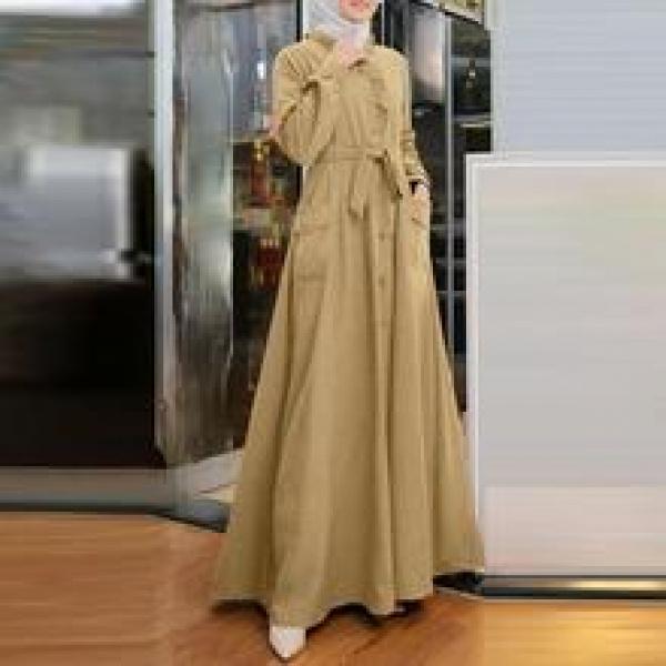 Product Introduction of New Autumn Cross-Border Supply Artistic Temperament Muslim Women's Pullover round Neck Large Swing Dress 30
