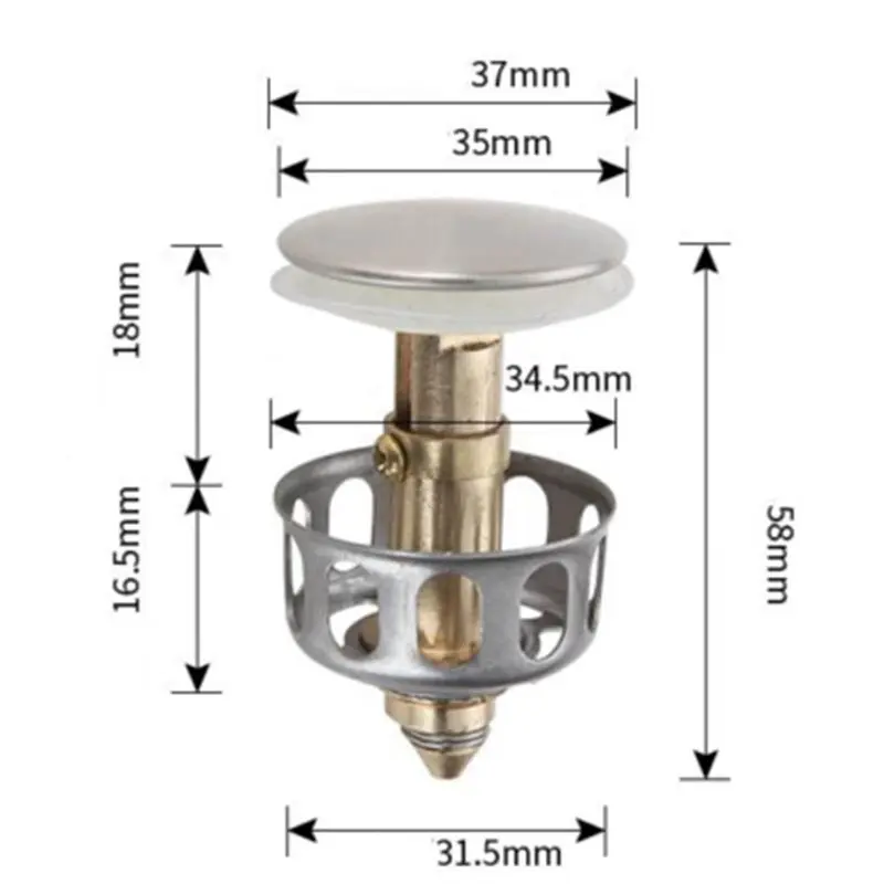 Nắp đậy ấn xả nước bồn rửa mặt Lavabo Inox 304 chống han gỉ 2