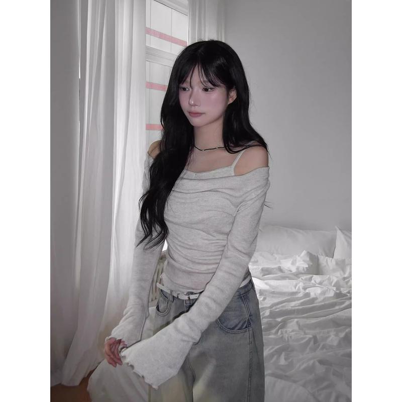 Áo Thun Nữ Trễ Vai Khâu Dài Tay, Hàng Mới Về Mùa Thu, 251016 | BigBuy360 - bigbuy360.vn