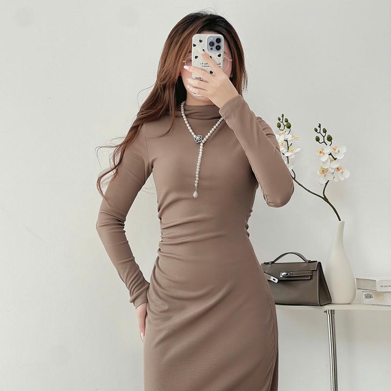 Váy Nữ CCHAT Dáng Suông Cổ Leo Nhún Sườn Chất Thun 94VDC2002OT 5