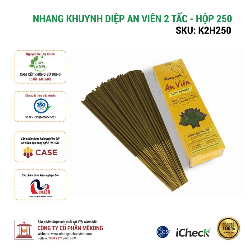Nhang khuynh diệp An Viên 2 tấc hộp 250 cây K2H250