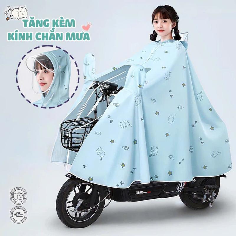 Product Introduction of Áo mưa nửa trước trong suốt cho mẹ và bé, che phủ toàn thân kèm kính chắn mưa - PVC cao cấp 33
