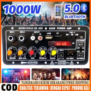 2000W/1000W Amplifier Board Audio 12V/220V Bluetooth USB Radio TF DIY Speaker Woofer Ampli Full Bass Subwoofer 8-10 Inch Hi-Fi Bluetooth Rumah Mobil Audio Power Super Bass Bluetooth Amplifiers AC 220V 12V 24V