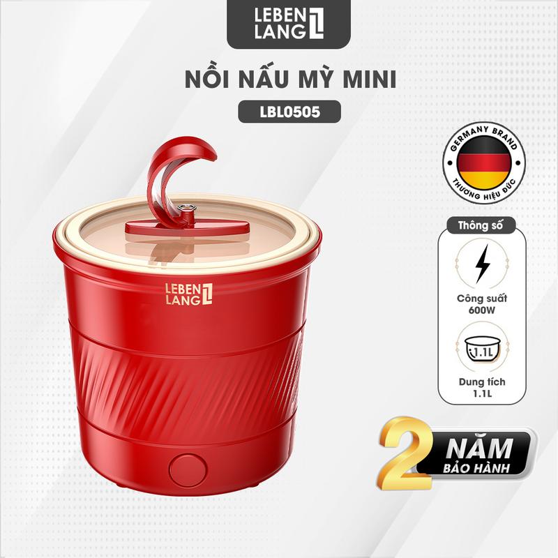 Nồi Lẩu Điện Nồi Nấu Mỳ mini Lebenlang LBL0505 Dung Tích 1.1L Công Suất 450W - Hàng chính hãng bảo hành 2 năm