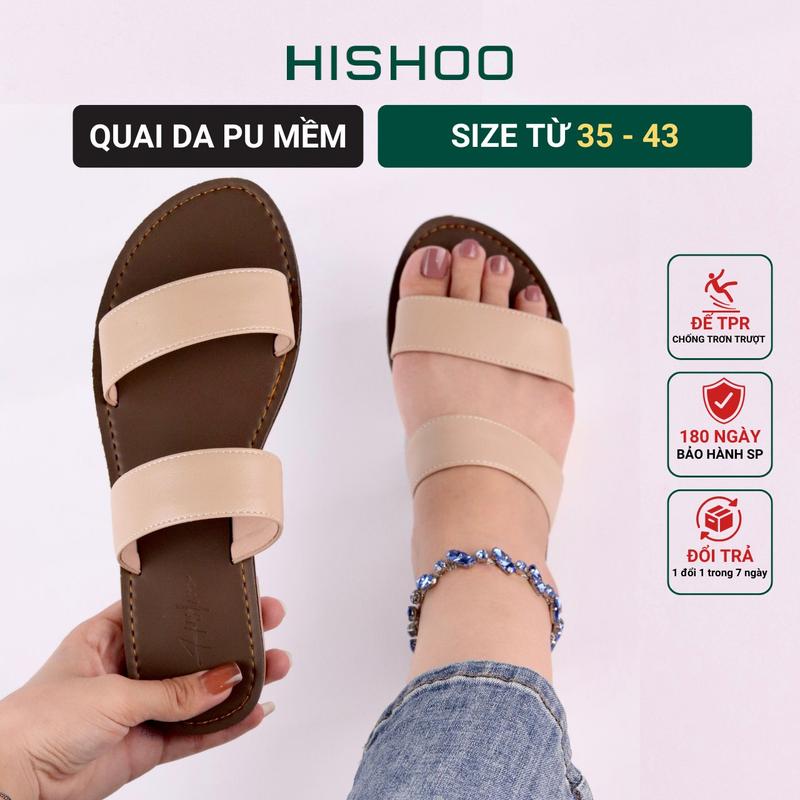 Dép nữ lê thấp dáng sandal đi biển quai ngang đế bệt cao cấp chính hãng có Bigsize S083