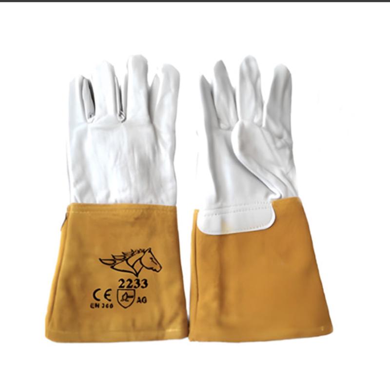 Găng tay da hàn tig trắng vàng dài tay 34cm 2233-AG que hàn  dưới nước