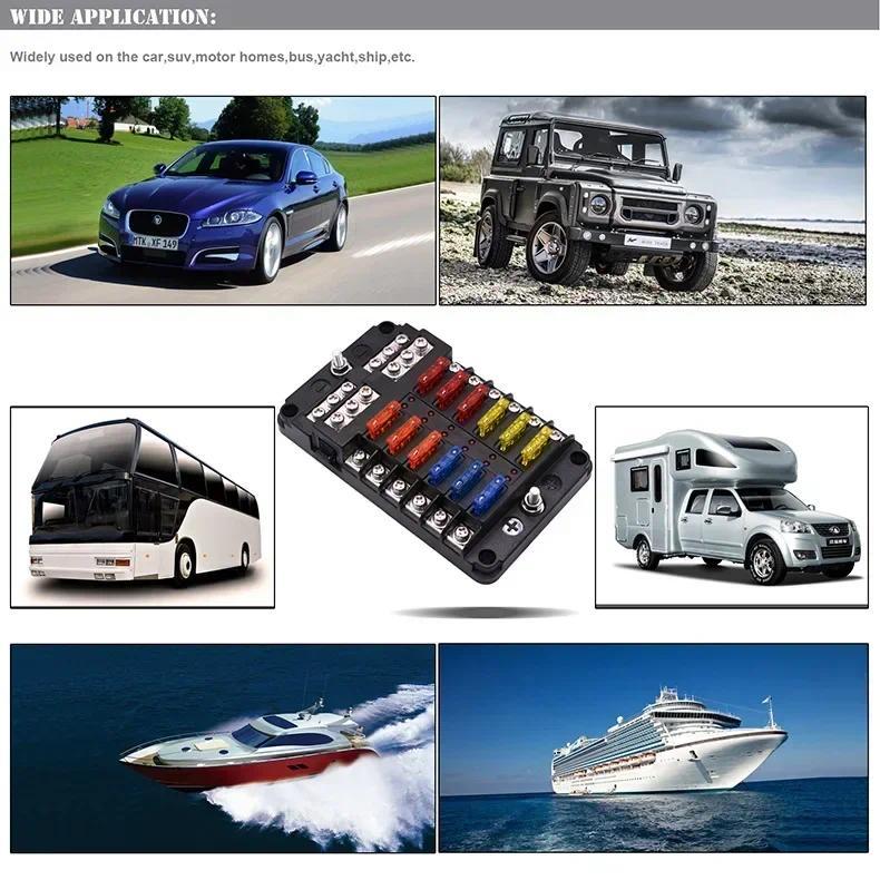 Product Introduction of 6/12 Way Blade Fuse 12-24V Car Boat Fuse Box Holder with Plastic Cover for Power Panel Board Camper RV Accessorie 6