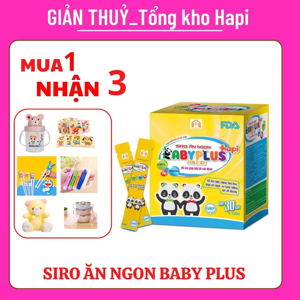 SIRO ĂN NGON BABYPLUS - SIRO CHO BÉ ĂN NGON Vitamin (1 HỘP KÈM QUÀ) Men Vi Sinh