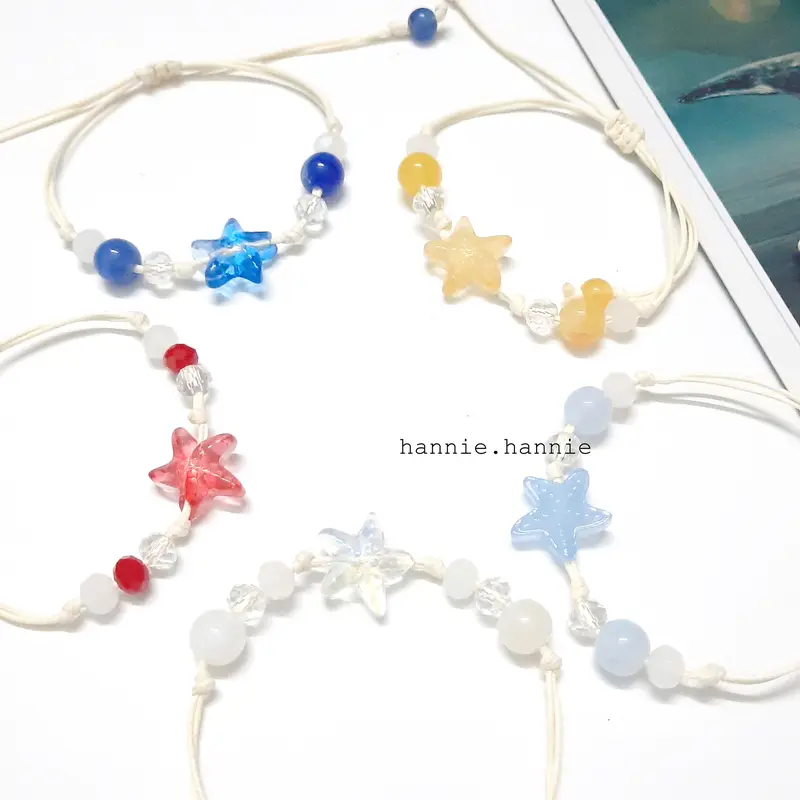 Starfish - Vòng tay dây sáp sao biển (Trắng/Đen/Đỏ/Cam/Vàng/Xanh lá/Xanh biển/Tím) 0