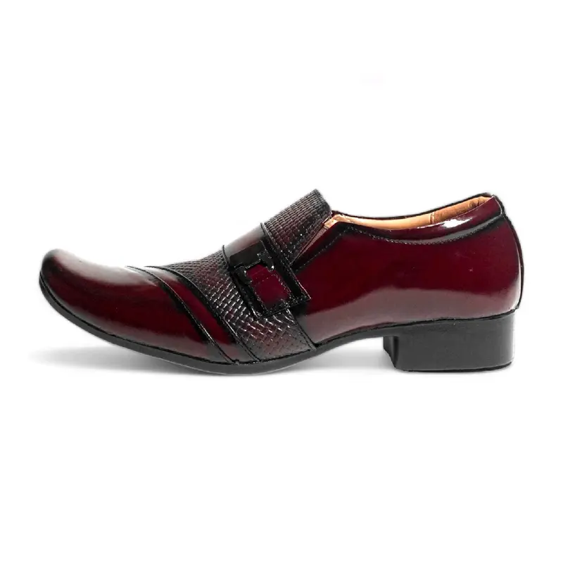 Pantopel Pria Hak 1-3 cm Oxford Kilap Kasual Pesta Maroon Asli Kulit Sapi MRP - 06 TIGER Shoes Pantofel Hitam Kerja 3
