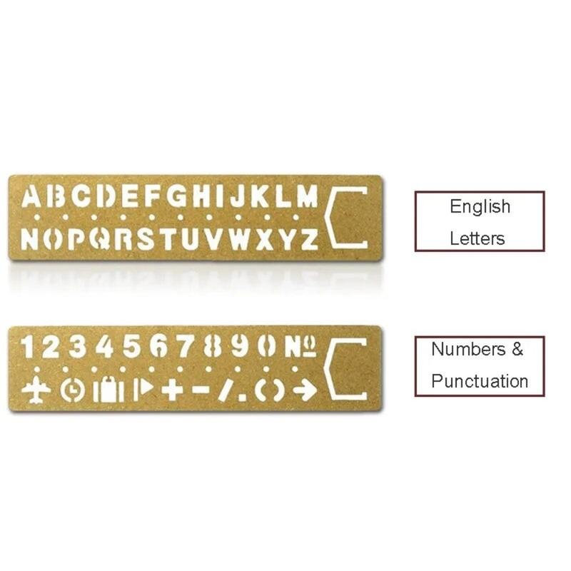 Product Introduction of asdfger Kids Gifts Vintage Brass Metal Bookmark Straight Ruler Painting Ruler Digital Letters Hollow Ruler School Stationery Supplies Planner Accessories Painting Tools 18